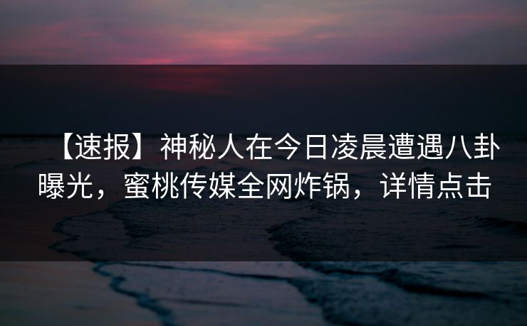 【速报】神秘人在今日凌晨遭遇八卦曝光，蜜桃传媒全网炸锅，详情点击