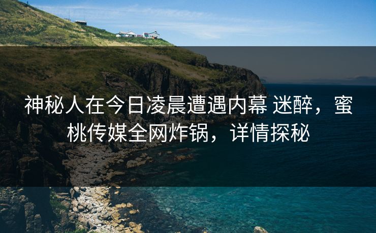 神秘人在今日凌晨遭遇内幕 迷醉，蜜桃传媒全网炸锅，详情探秘