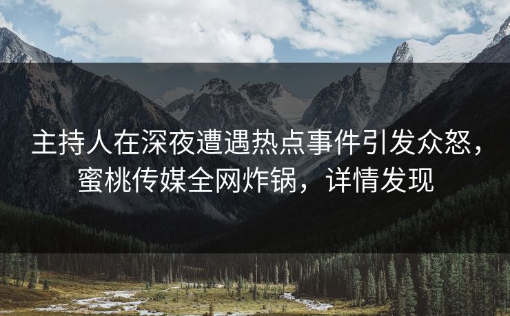 主持人在深夜遭遇热点事件引发众怒，蜜桃传媒全网炸锅，详情发现