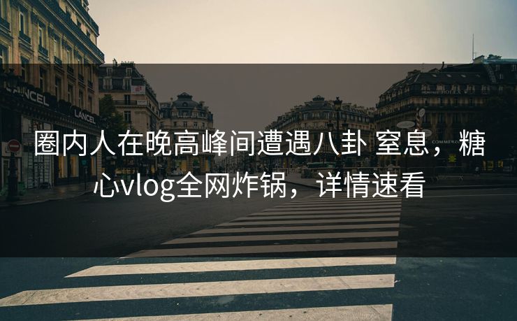 圈内人在晚高峰间遭遇八卦 窒息，糖心vlog全网炸锅，详情速看