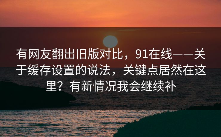 有网友翻出旧版对比，91在线——关于缓存设置的说法，关键点居然在这里？有新情况我会继续补