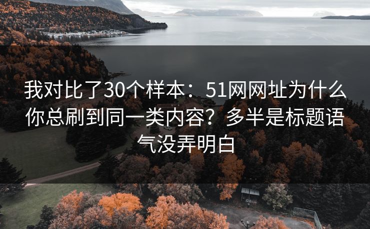 我对比了30个样本：51网网址为什么你总刷到同一类内容？多半是标题语气没弄明白